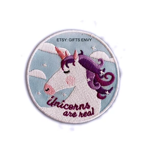 3 Inches Iron-On Embroidered Appliqué Patch - Unicorn Blue Rainbow Horse - Picture 1 of 1