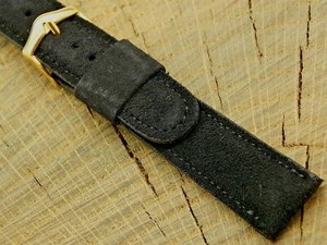 Vintage NOS Unused JB Champion Black Pigskin Gold Tone Buckle Watch Band 17.5mm - Picture 1 of 5