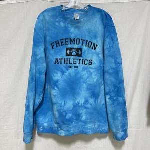 Freemotion Athletics Sweatshirt Size Large Tie Dyed Blue Dog Oversized - Picture 1 of 6
