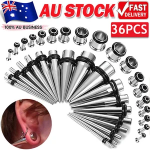 36PCS Ear Stretching Kit Plug Set Stretch Ear Taper Expander Stretcher Tapers AU - Picture 1 of 12