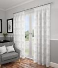 One Pair Of Lotus Floral Ready Made Voile Lined Pencil Pleat Curtains 