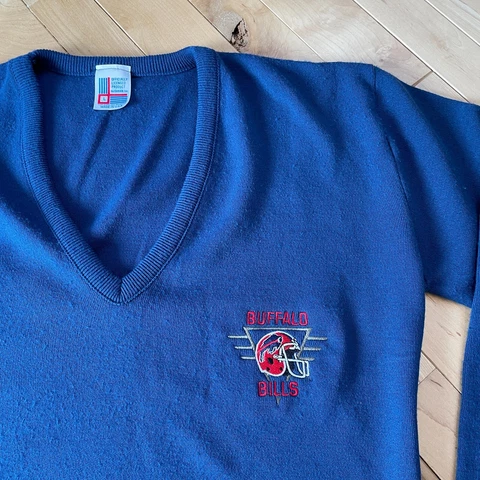 Vintage Buffalo Bills V-Neck Sweater USA Made Large Cover