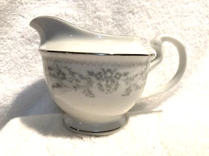 Westbury Fine China Creamer Gray Floral 3 3/4" T x 3 3/4" W Silver Trim - Picture 1 of 6