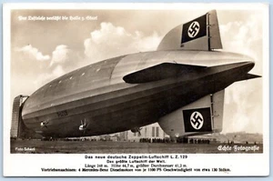 Postcard RPPC New German Zeppelin Airship LZ 129 Hindenburg Taking Off c1936 R85 - Picture 1 of 2