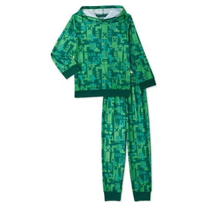 Minecraft Boy's Soft Hooded Pajama Set 2 Piece Green Creeper Size 4/5 NEW W TAG - Picture 1 of 3