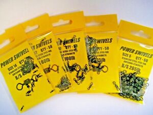 POWER SWIVELS - PACK OF x 50 various sizes * 5's - 14's ------ 45lb to 295lb