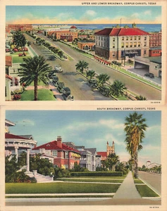 LOTE DE 2 POSTALES DE LINO VINTAGE CORPUS CHRISTI TX VISTAS BROADWAY 1941 092823 S - Imagen 1 de 5