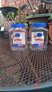 2 EMPTY PLASTIC STORAGE JARS WITH BLUE SCREW TOP LIDS WALKERS TOFFEES 2.5 LITRES - Picture 1 of 11