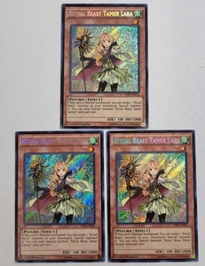 3 x YuGiOh TCG Ritual Beast Tamer Lara THSF-EN022 Secret Rare 1st Edition NM - Picture 1 of 14