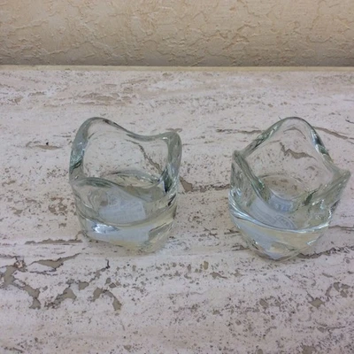 2 x IKEA VASNAS heavy Clear Glass Small TEALIGHT Candle Holder Party Home Decor - Image 1 of 3