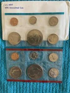 1976 Stempelglanz US Mint Set Philadelphia + Denver Mints. 12 Münzen insgesamt in OGP - Bild 1 von 6