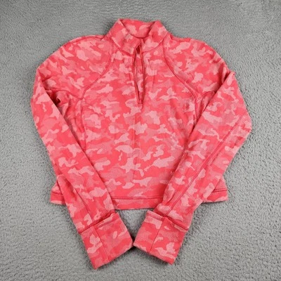 Top Lululemon Mujer 12 Rosa Camuflaje Its Rulu Run Recortado Media Cremallera Correr Yoga Foto 1 de 4