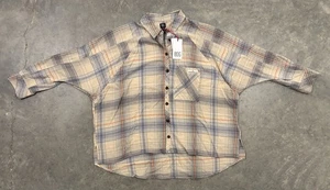 Neu mit Etikett BDG Urban Outfitters cremefarben kariertes geknöpftes Damenhemd lässige Passform Gr. XS - Bild 1 von 6