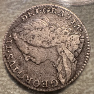 Серебряная шестипенсовая монета эпохи Георга II 1758 г. - Изображение 1 из 2