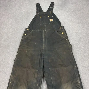 Carhartt Latzhose Erwachsene 34x32 schwarz Overall gesteppt Duck Bib Double Knee Herren - Bild 1 von 13