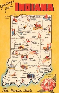 The Hoosier State IN Indiana Karte Postkarte A33 - Bild 1 von 2