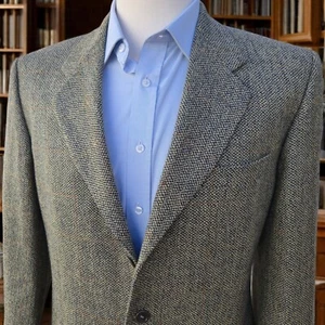 Vintage Tweed Blazer 44L Custom Tailored Butterworth & Roberts Huddersfield - Picture 1 of 24