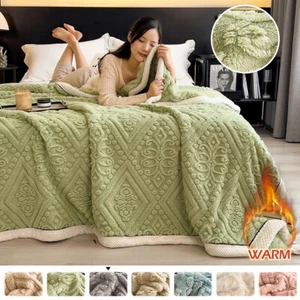 New Carved Velvet Fleece Blanket Warm Throw Soft Comfortable Cozy Coral Blankets - Picture 1 of 16