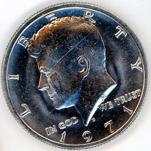 1971-D KENNEDY HALF DOLLAR 1-COIN BRILLIANT UNCIRCULATED from BANK ROLL - Picture 1 of 2