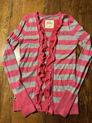 Suéter Hollister Y2K Volantes Medio Gris Rosa Rayas Crepúsculo Bella Cisne Foto 1 de 4