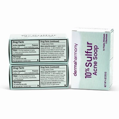 Jabón 10% Azufre - DermaHarmony 4oz - (Hecho en EE. UU.) - (3 Barras) Foto 1 de 3