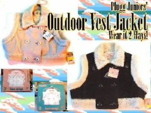 Plugg Fur-lined Vest Outdoor Jacket Wear it 2 Ways Plush Jacket Jrs M NWT $44 - Picture 1 of 10