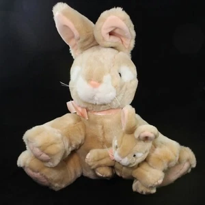 Russ Berrie Albaricoque Conejito Conejos Peluche Animales Mamá Bebé Pascua  - Imagen 1 de 12