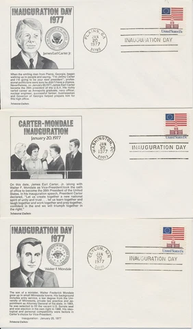 Sets of 3 Jimmy Carter & Walter Mondale Inauguration Day covers Aristocrats cach Cover