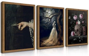 Gothic Canvas Wall Art Set of 3 Dark Goth Wall Decor Dark Gothic Halloween Ro... - Picture 1 of 8