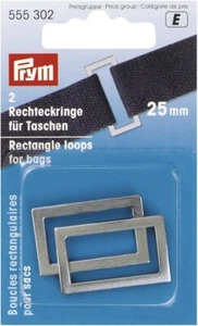 Prym Rectangle Loops, Metal, Antique Silver, 25 mm, 2-Piece 555302 - Picture 1 of 1