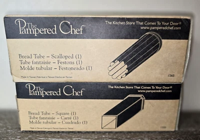 Tubos de pan The Pampered Chef-cuadrados #1555 y festoneados #1565 nuevos en caja Foto 1 de 4