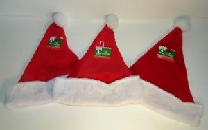 BRANDNEU MIT ETIKETT 3ER SET ROT WEISS WEIHNACHTEN WEIHNACHTSMANN KOSTÜM MÜTZEN 11,5" x 17" - Bild 1 von 4