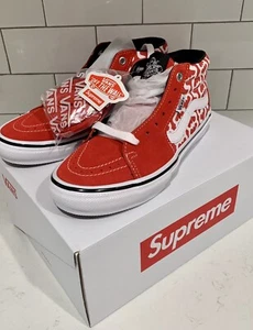 Vans Skate Grosso Mid Supreme Mono S Logo Red Size M 6.5 W 8 - Picture 1 of 4