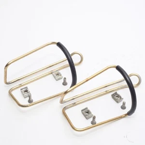 Vintage American Classic Gold eloxiert Wasserflaschenhalter Käfige Paar mit Hardware - Bild 1 von 5