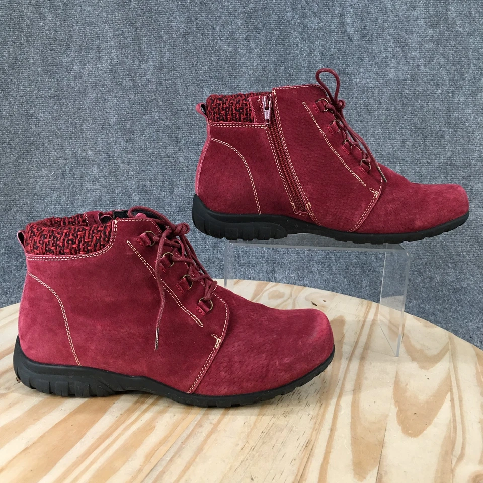 Botas Propet para mujer 10EEEE Delaney cremallera con cordones botín al tobillo WFV002S cuero rojo Foto 1 de 4