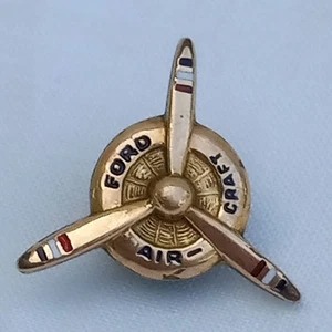 40s WW2 FORD Air Craft Propeller Screwback Pin Lapel Hat Plane Factory - Picture 1 of 6