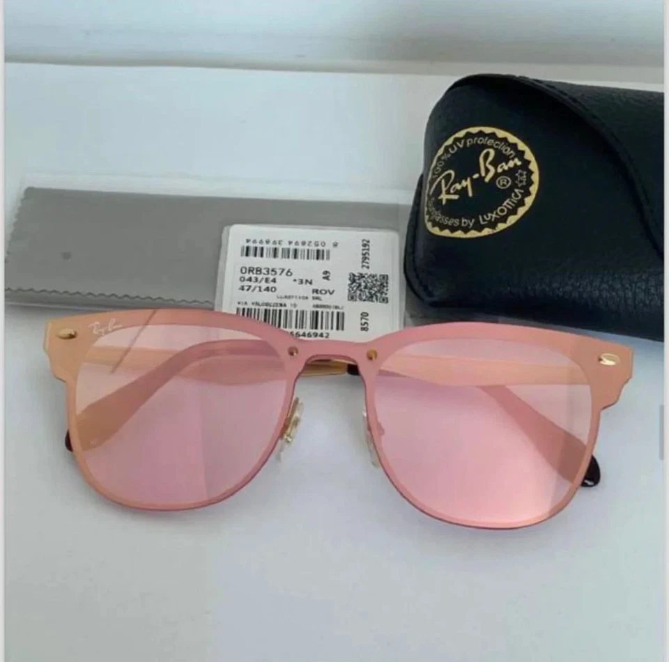 Gafas de sol Ray-Ban RB3576N Blaze Clubmaster marco dorado rosa lente espejo Foto 1 de 4