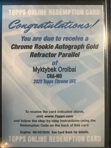 2025 Topps Chrome UFC Rookie Autograph Myktybek Orolbai Gold Refractor! 🔥 - Bild 1 von 2