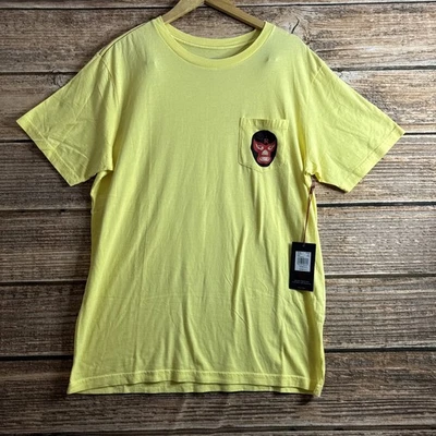Camisa RVCA Para Hombres Grande Luchador Manga Corta Camiseta Cuello Redondo Amarilla Nueva Foto 1 de 4