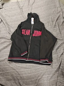 Vintage Y2K Sean John Hoodie Mens 6XLT Black Full zip up Hip hop Streetwear - Picture 1 of 3