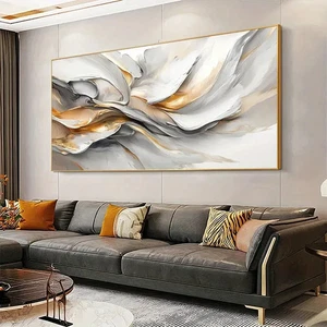 Abstract White Texture Unframed Canvas Painting for Living - Picture 1 of 7