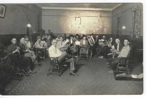 Speakeasy (?) Big Band, Many Instraments, Unidentified Real Photo Postcard, RPPC - Picture 1 of 4