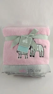 Just Born Hello Little One Pink Zebra Baby Blanket 30" x 40" Plush Gray Kohls - Picture 1 of 3
