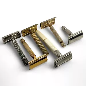 Vintage Gillette Safety Razor Gold GEM G-BAR Flip Top Razor Silver Lot Preowned - Picture 1 of 9