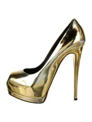 Zapatos de salón GIUSEPPE ZANOTTI de cuero dorado y metálico talla 7 IT 37 buen estado usados Foto 1 de 4