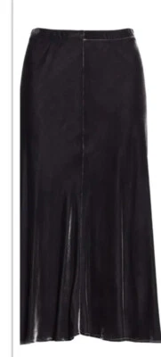 1X FALDA SESGADA DE TERCIOPELO CARBÓN EILEEN FISHER $298 NUEVA CON ETIQUETAS HASTA LA PANTORRILLA Foto 1 de 4