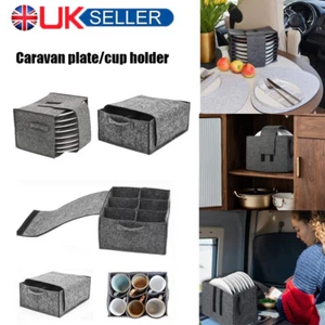 Hiking Camping Caravan Plate Dish Felt Holder Bag Cupboard Tableware Storage New - Picture 1 of 13