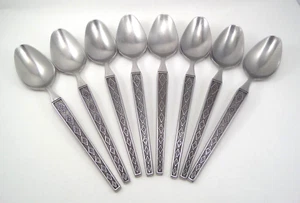 VTG Interpur Stainless Japan INR 41 Diamond Pattern 8 Table Spoons 7 -1/2” Long - Picture 1 of 10
