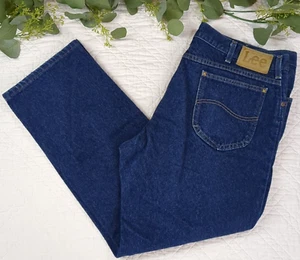 VTG Lee Big Patch Blue Denim Jeans Size 40 x 30 Made in USA Straight Leg - Picture 1 of 13