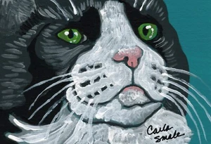 ACEO Original Miniatura Pintura Esmoquin Gato Mascota Arte -C. Pequeño - Imagen 1 de 2